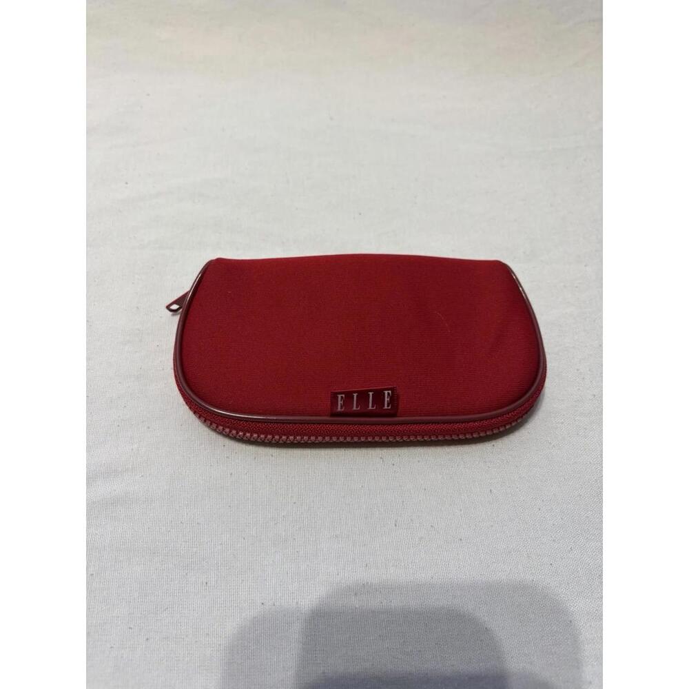 Elle Eyeglasses Case Semi Hard Shell Red Bag Pouch